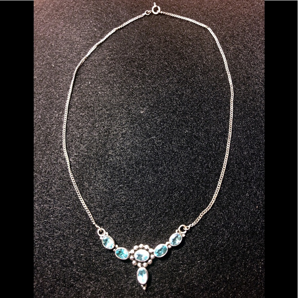 Sterling silver and blue topaz necklace